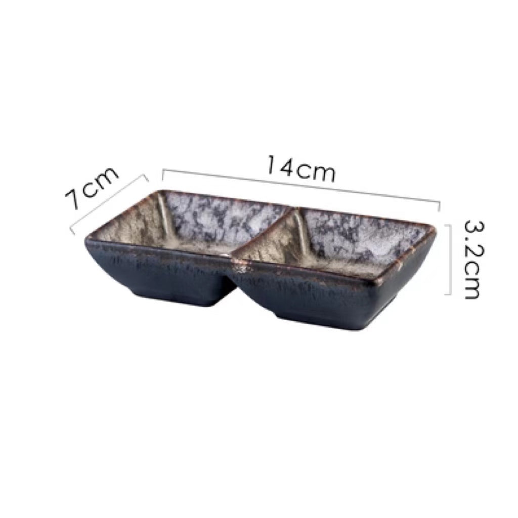 Japanese Dipping Dish Divided Ceramic Multi-style Flavor Dish Snack Dish - Walfos® Kitchenware