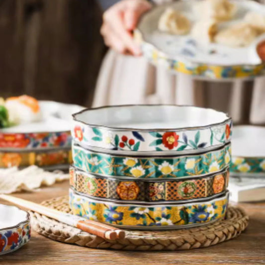 Japanese Dumpling Round Square Plate Ceramic - Walfos® Kitchenware
