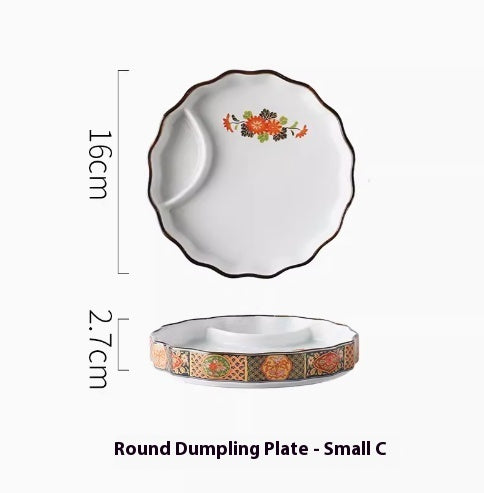 Japanese Dumpling Round Square Plate Ceramic - Walfos® Kitchenware