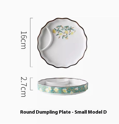 Japanese Dumpling Round Square Plate Ceramic - Walfos® Kitchenware