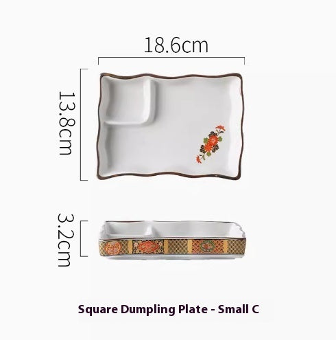 Japanese Dumpling Round Square Plate Ceramic - Walfos® Kitchenware