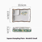 Japanese Dumpling Round Square Plate Ceramic - Walfos® Kitchenware