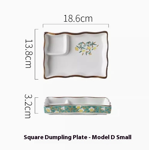 Japanese Dumpling Round Square Plate Ceramic - Walfos® Kitchenware