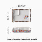 Japanese Dumpling Round Square Plate Ceramic - Walfos® Kitchenware