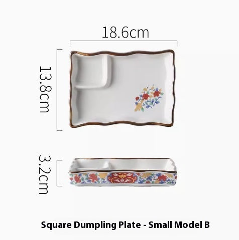 Japanese Dumpling Round Square Plate Ceramic - Walfos® Kitchenware