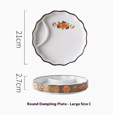 Japanese Dumpling Round Square Plate Ceramic - Walfos® Kitchenware