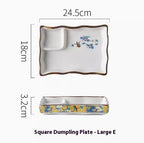 Japanese Dumpling Round Square Plate Ceramic - Walfos® Kitchenware