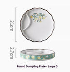 Japanese Dumpling Round Square Plate Ceramic - Walfos® Kitchenware