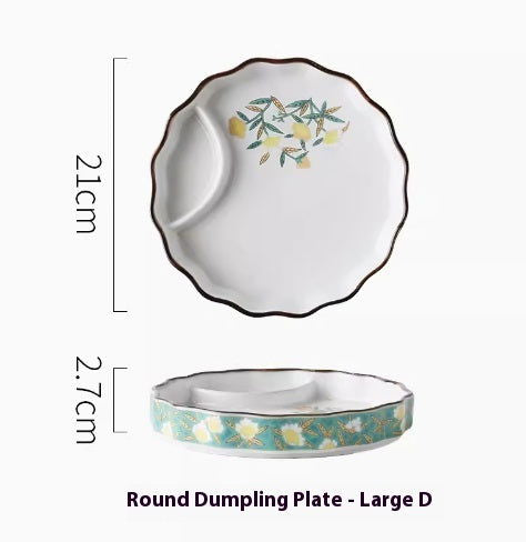 Japanese Dumpling Round Square Plate Ceramic - Walfos® Kitchenware