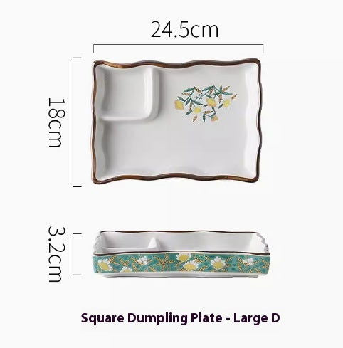 Japanese Dumpling Round Square Plate Ceramic - Walfos® Kitchenware