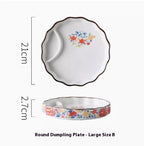 Japanese Dumpling Round Square Plate Ceramic - Walfos® Kitchenware
