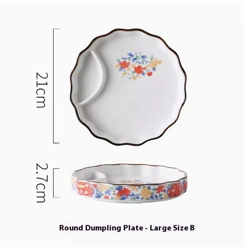Japanese Dumpling Round Square Plate Ceramic - Walfos® Kitchenware