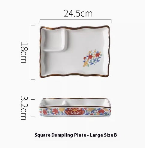 Japanese Dumpling Round Square Plate Ceramic - Walfos® Kitchenware