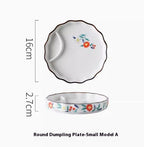 Japanese Dumpling Round Square Plate Ceramic - Walfos® Kitchenware