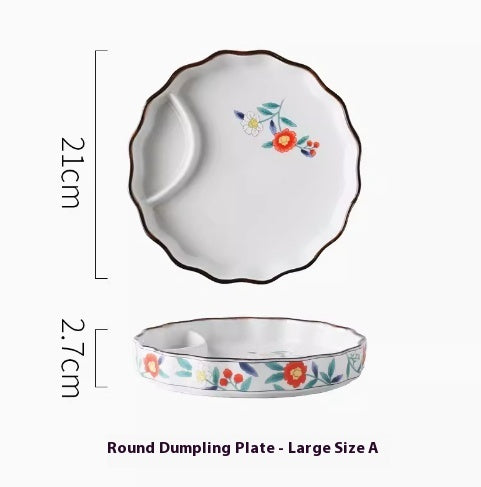 Japanese Dumpling Round Square Plate Ceramic - Walfos® Kitchenware