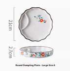 Japanese Dumpling Round Square Plate Ceramic - Walfos® Kitchenware