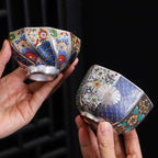 Japanese Enamel Color Silver Plated Tea Cup Ceramic Cup Master Cup Tea Cup Jianzhan Kung Fu Tea Set - Walfos® Kitchenware