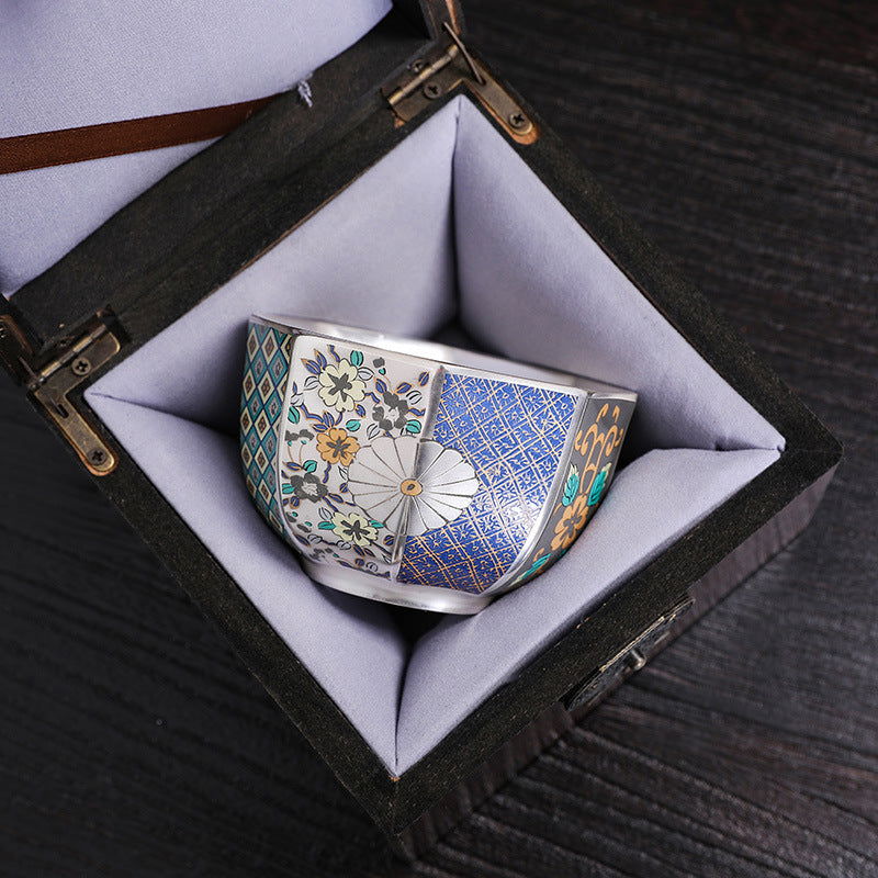 Japanese Enamel Color Silver Plated Tea Cup Ceramic Cup Master Cup Tea Cup Jianzhan Kung Fu Tea Set - Walfos® Kitchenware