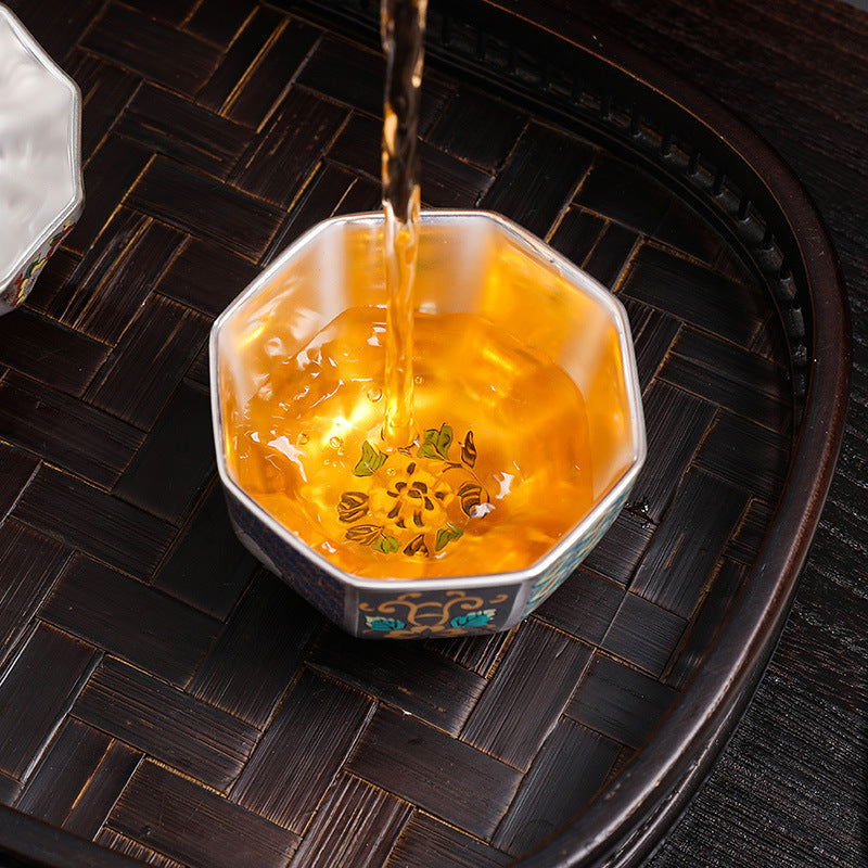 Japanese Enamel Color Silver Plated Tea Cup Ceramic Cup Master Cup Tea Cup Jianzhan Kung Fu Tea Set - Walfos® Kitchenware