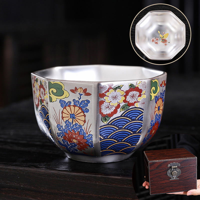 Japanese Enamel Color Silver Plated Tea Cup Ceramic Cup Master Cup Tea Cup Jianzhan Kung Fu Tea Set - Walfos® Kitchenware
