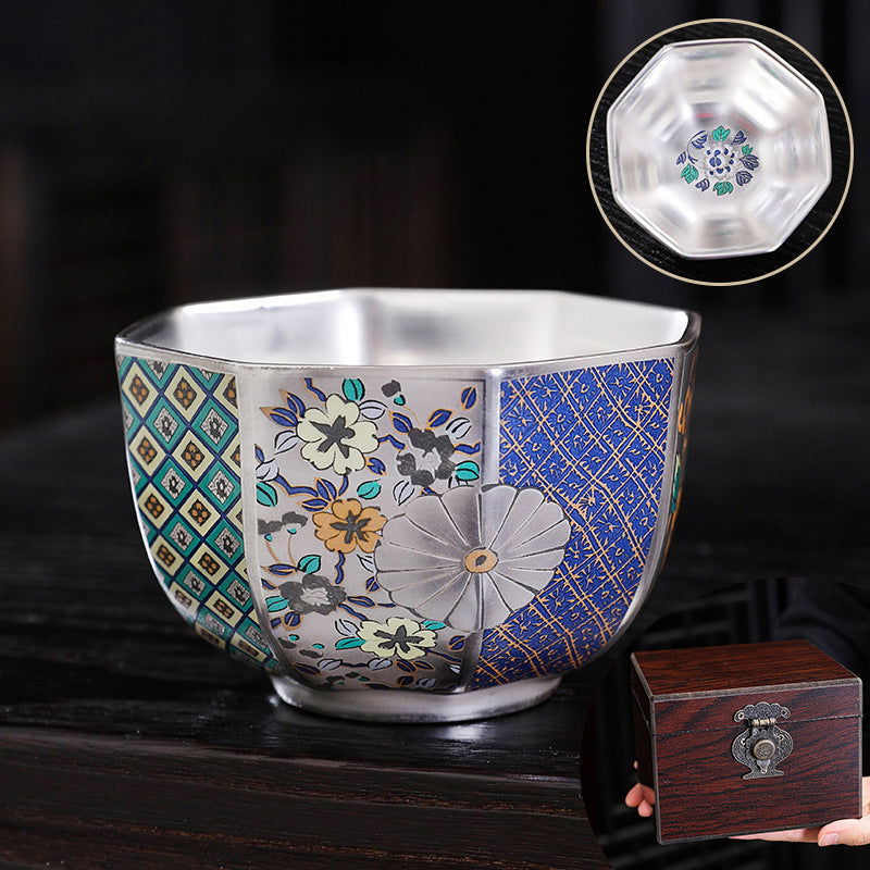 Japanese Enamel Color Silver Plated Tea Cup Ceramic Cup Master Cup Tea Cup Jianzhan Kung Fu Tea Set - Walfos® Kitchenware