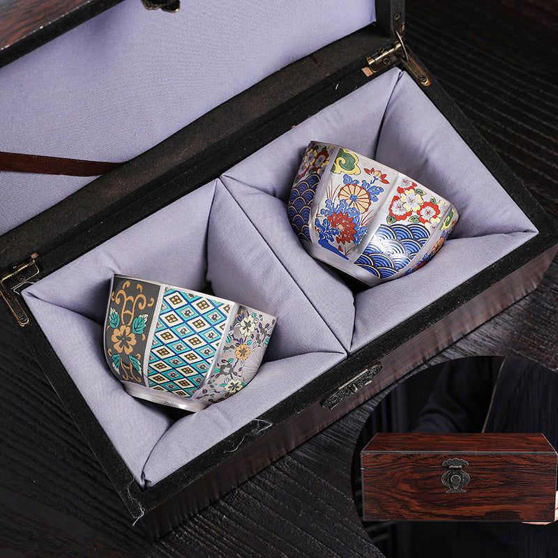 Japanese Enamel Color Silver Plated Tea Cup Ceramic Cup Master Cup Tea Cup Jianzhan Kung Fu Tea Set - Walfos® Kitchenware