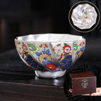 Japanese Enamel Color Silver Plated Tea Cup Ceramic Cup Master Cup Tea Cup Jianzhan Kung Fu Tea Set - Walfos® Kitchenware
