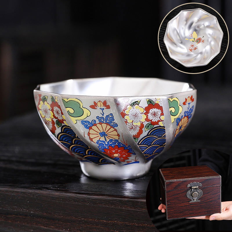 Japanese Enamel Color Silver Plated Tea Cup Ceramic Cup Master Cup Tea Cup Jianzhan Kung Fu Tea Set - Walfos® Kitchenware