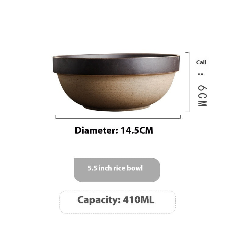 Japanese Fasting Japanese Style Retro Tableware Stoneware Rice Bowl Ramen Bowl - Walfos® Kitchenware