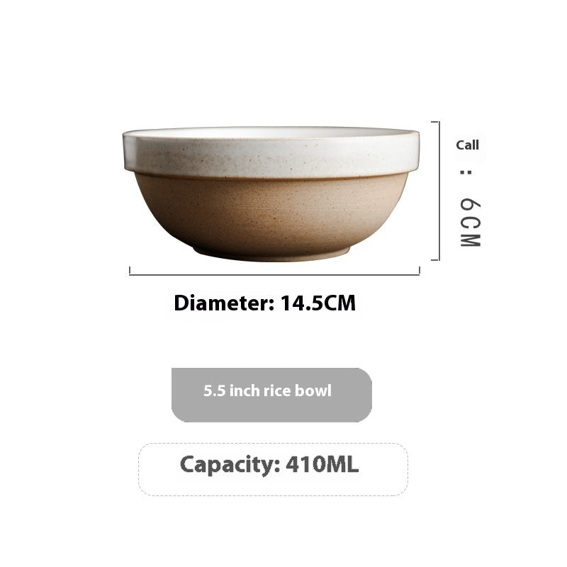 Japanese Fasting Japanese Style Retro Tableware Stoneware Rice Bowl Ramen Bowl - Walfos® Kitchenware
