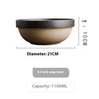 Japanese Fasting Japanese Style Retro Tableware Stoneware Rice Bowl Ramen Bowl - Walfos® Kitchenware
