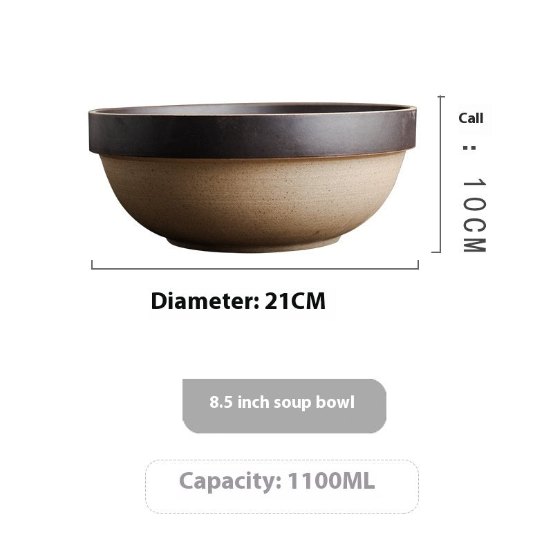 Japanese Fasting Japanese Style Retro Tableware Stoneware Rice Bowl Ramen Bowl - Walfos® Kitchenware
