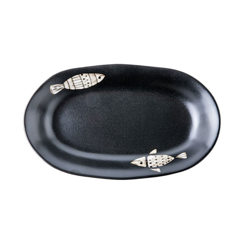 Japanese Hand-painted Fish Plate Large Fish Plate - Walfos® Kitchenware