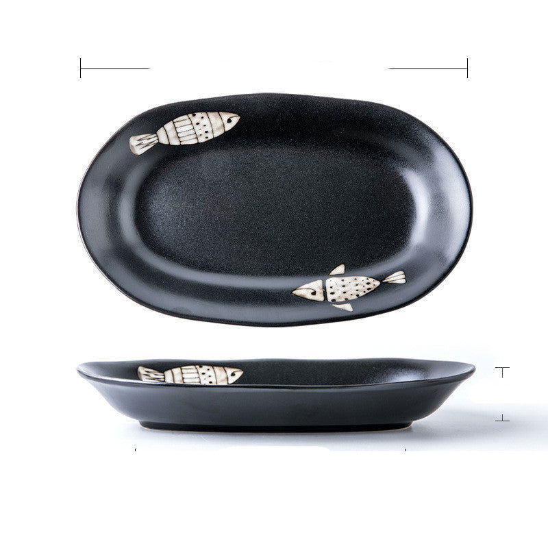 Japanese Hand-painted Fish Plate Large Fish Plate - Walfos® Kitchenware