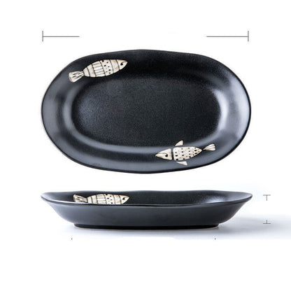 Japanese Hand-painted Fish Plate Large Fish Plate - Walfos® Kitchenware