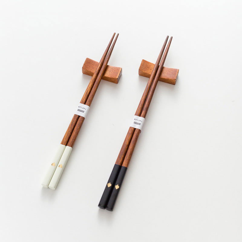 Japanese Handmade Household Solid Wood Peach Heart Chopsticks - Walfos® Kitchenware