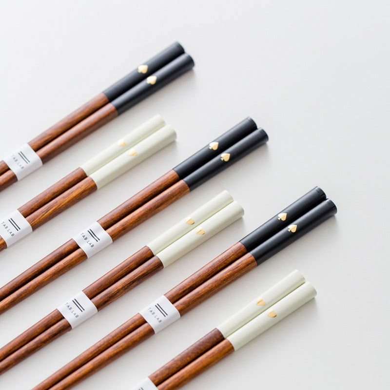 Japanese Handmade Household Solid Wood Peach Heart Chopsticks - Walfos® Kitchenware