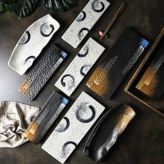 Japanese Large Long Plate Plate Long Plate Ceramic Sushi Sashimi Plate Restaurant Restaurant Table - Walfos® Kitchenware