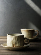 Japanese Retro Coffee Cup With Saucer Simple Ceramic Coffee Cup Handmade Art Cup Stoneware Breakfast Cup Afternoon Tea - Walfos® Kitchenware
