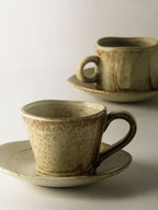 Japanese Retro Coffee Cup With Saucer Simple Ceramic Coffee Cup Handmade Art Cup Stoneware Breakfast Cup Afternoon Tea - Walfos® Kitchenware