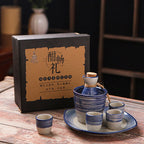 Japanese Retro Sake Wine Warmer Gift Box Set Hot Wine Shochu Pot Ceramic Wine Cup White Wine Household Wine Glass - Walfos® Kitchenware