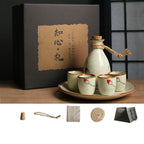 Japanese Retro Sake Wine Warmer Gift Box Set Hot Wine Shochu Pot Ceramic Wine Cup White Wine Household Wine Glass - Walfos® Kitchenware