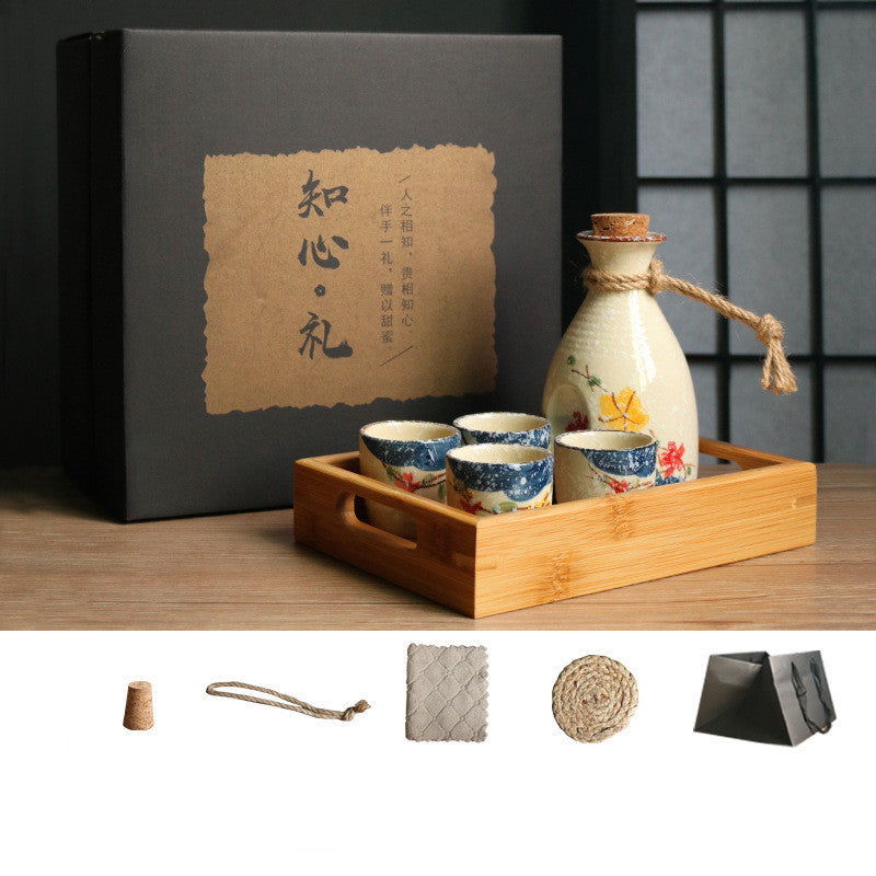 Japanese Retro Sake Wine Warmer Gift Box Set Hot Wine Shochu Pot Ceramic Wine Cup White Wine Household Wine Glass - Walfos® Kitchenware