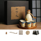 Japanese Retro Sake Wine Warmer Gift Box Set Hot Wine Shochu Pot Ceramic Wine Cup White Wine Household Wine Glass - Walfos® Kitchenware