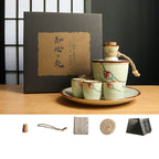 Japanese Retro Sake Wine Warmer Gift Box Set Hot Wine Shochu Pot Ceramic Wine Cup White Wine Household Wine Glass - Walfos® Kitchenware