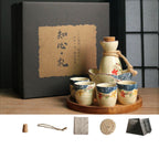 Japanese Retro Sake Wine Warmer Gift Box Set Hot Wine Shochu Pot Ceramic Wine Cup White Wine Household Wine Glass - Walfos® Kitchenware