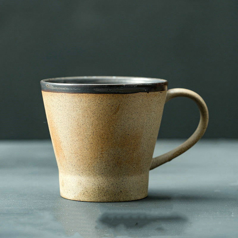 Japanese Rough Pottery Coffee Cup Handmade Creative Lovers Tea Cup Retro Personality Breakfast Milk Cup Art Mug - Walfos® Kitchenware