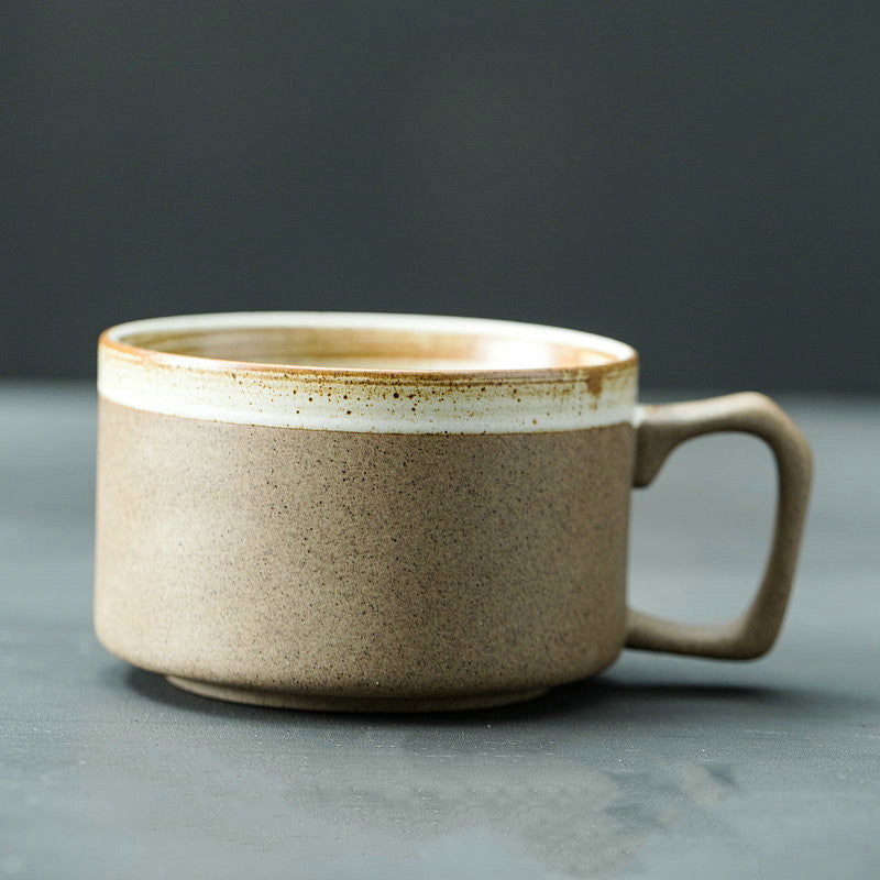 Japanese Rough Pottery Coffee Cup Handmade Creative Lovers Tea Cup Retro Personality Breakfast Milk Cup Art Mug - Walfos® Kitchenware
