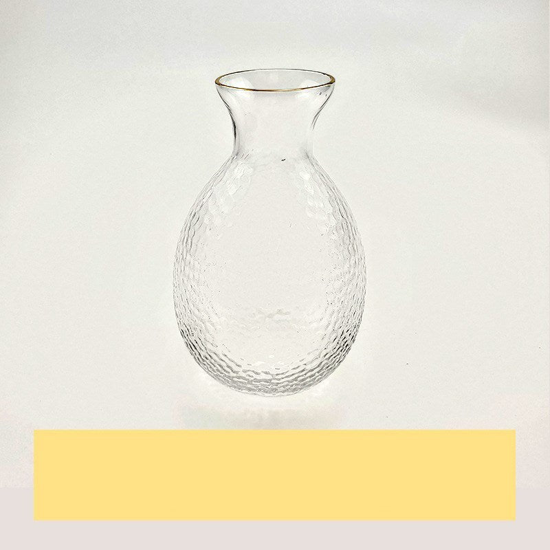 Japanese Sake Pot Set Golden Edge Glass Sake Bottle Set Rice Wine Vodka Wine Cup Flasks Liquor Glasses - Walfos® Kitchenware