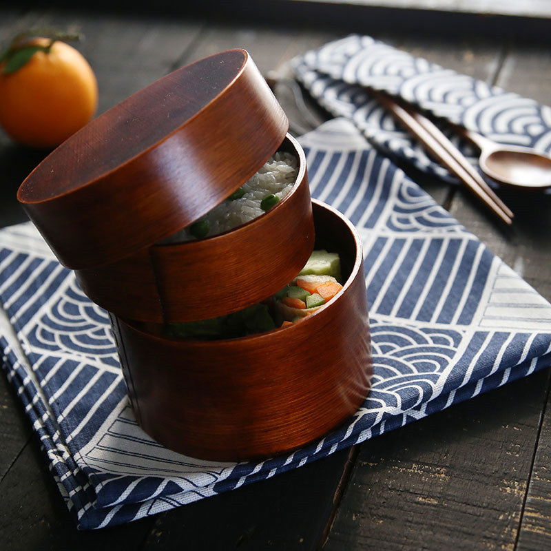 Japanese Style Bento Box Wooden Lunch Box And Style Solid Wood - Walfos® Kitchenware